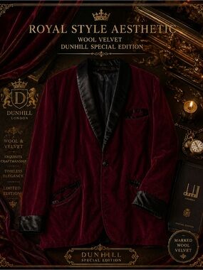 Dunhill Burgundy hand made Velvet Blazer with Black Satin Shawl Collar